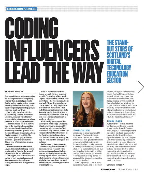 Coding Influencers lead the way - the stand out stars of Scotland’s Digital Technology Sector  article main page. Link in tweet.