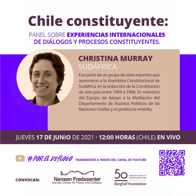 Christina Murray fue parte de un grupo de siete expertos que asesoraron a la Asamblea Constitucional de Sudáfrica en la redacción de la Constitución de este país entre 1994 y 1996. Es miembro del Equipo de Apoyo a la Mediación del Departamento de Asuntos Políticos de las Naciones Unidas y es profesora emérita. Se enfoca en las constituciones y el reparto del poder. En cargos anteriores, asesoró sobre Yemen, Sudán y Lesotho; participó de la Comisión Constitucional de Fiji y del Comité de Expertos de Kenia nombrado por el Parlamento de ese país para redactar una nueva Constitución.