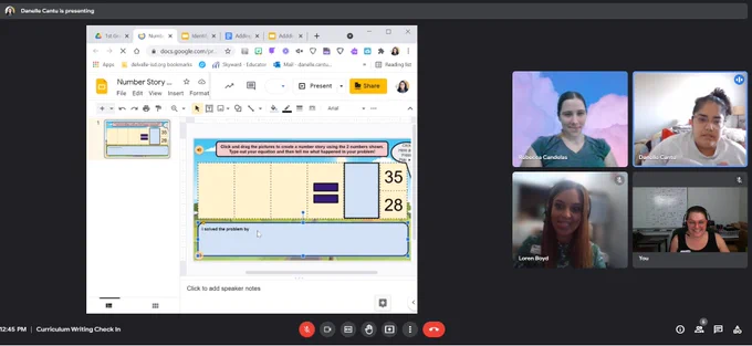 screenshot of curriculum check-in meeting