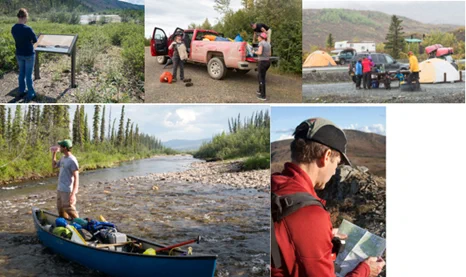 Composite image showing public lands users doing different activities