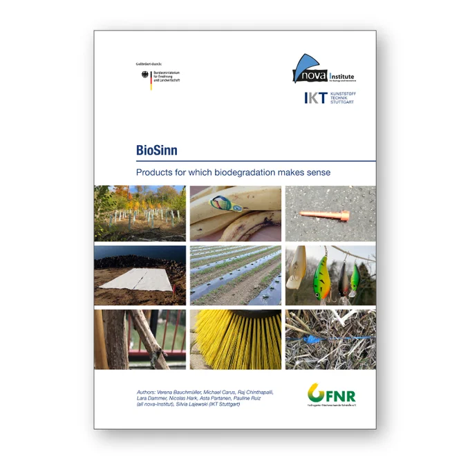 Cover of the BioSinn factsheets that characterise 25 plastic products for which biodegradation is a viable end-of-life option
