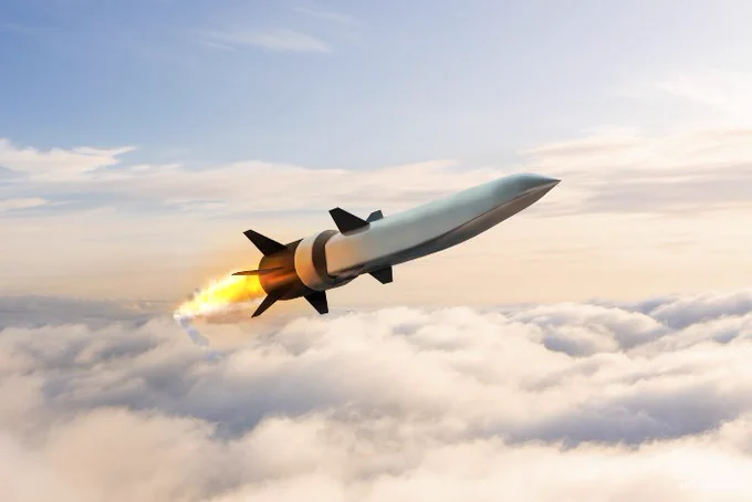 An artist's rendering of a hypersonic missile in flight. 