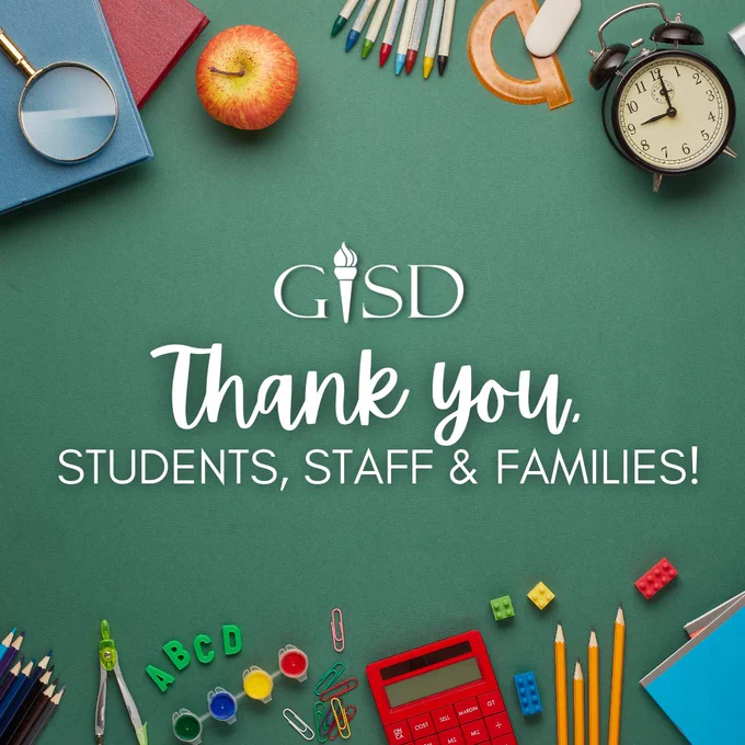 school supplies with thank you message