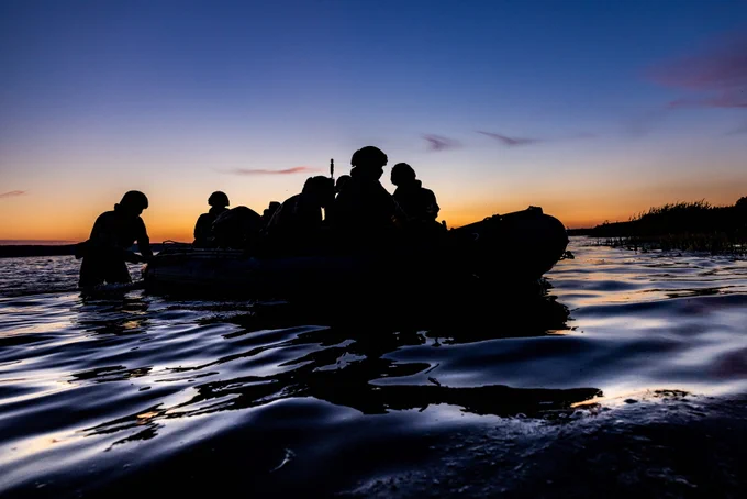 Royal Marines of 45 Commando during a training raid in Lithuania 