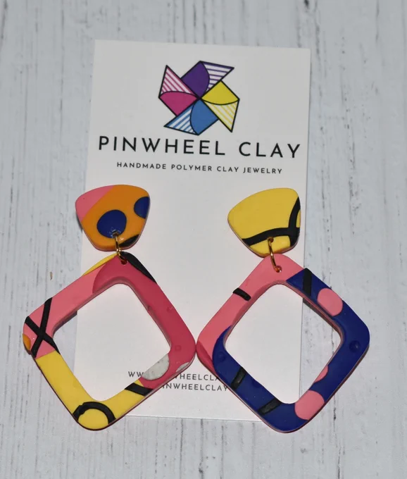 Cape Town Diamond Cut-Out on earring card by Pinwheel Clay