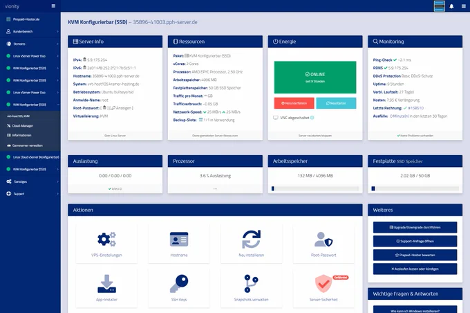 Vionity Webinterface
