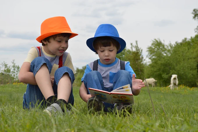 boys, meadow, kids