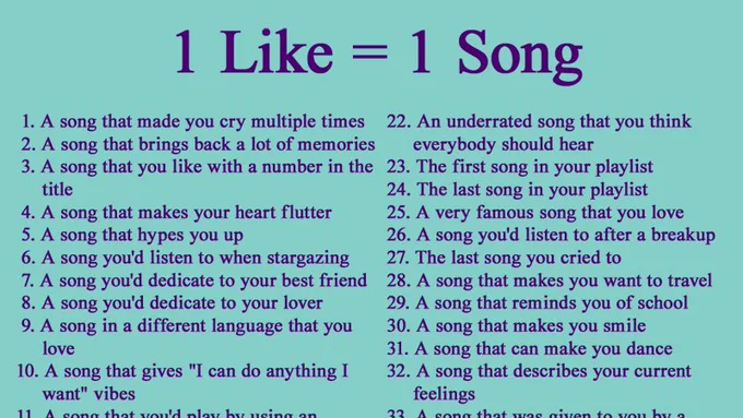1 LIke = 1 Song, followed by 50 song feelings.