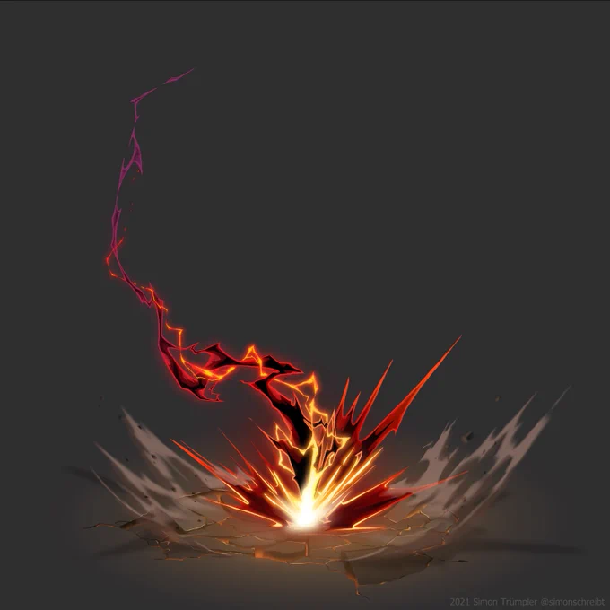 A colorful painted lightnig strike for the VFX Apprentice Course.
