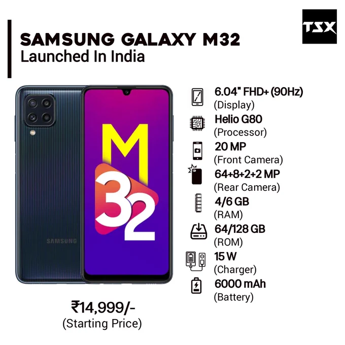 Samsung Galaxy M32 Launched In India.

Follow us for Tech Updates @TECHSmartX

#samsungindia #samsungm32 #samsunggalaxy #samsunggalaxym32 #samsungmobile #samsunglife #samsunglover #samsungclub #samsungnation #samsungfan #newsmartphone #gadget #tech #techie #technews #TechSmartX #TechSmartXUpdates #TechSmartXTeam