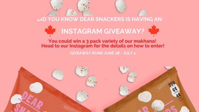 Dear snackers announcement for instagram giveaway contest.