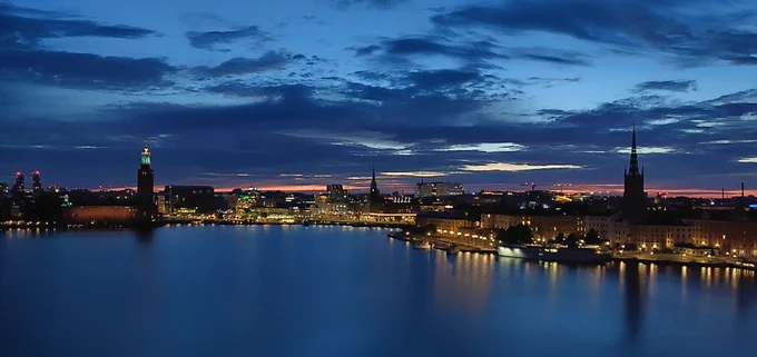 Stockholm at night, view from Södermalm on Gamla Stan