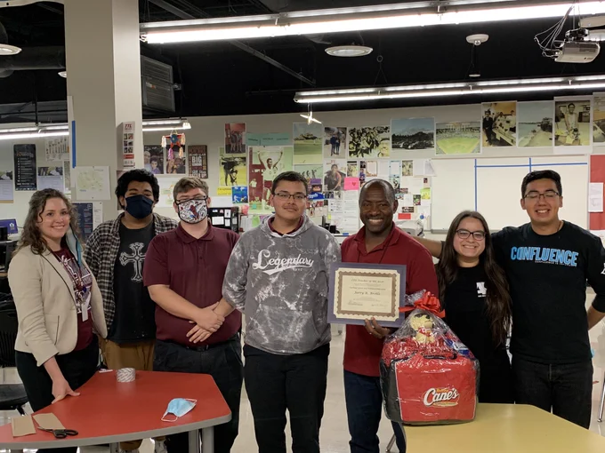 Students present while Mr. Broils received his award.