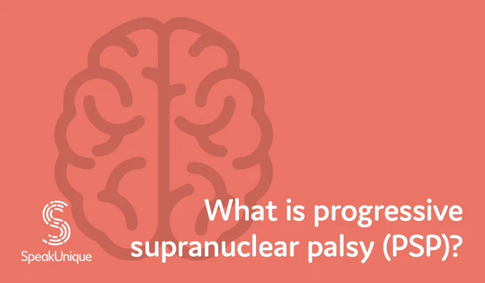 What is progressive supranuclear palsy (PSP)? An illustration of a brain is shown on an orange background.