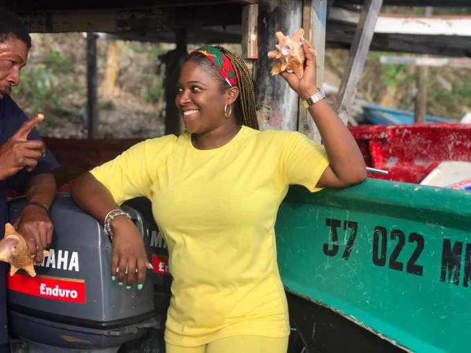 An island girl, a fisherman and a conch shell. It’s a blessing to be H🇩🇲ME.