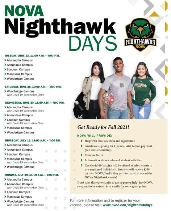 Flyer for Nighthawk Days with image of students