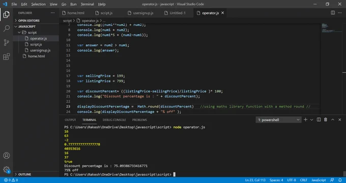 Build a functionality of website like (sellingPrice, listPrice are given we have to find Percentage . These all things are used in real-world .