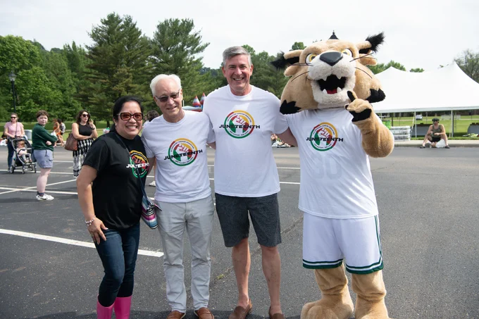 Gigi Secuban, President Sherman and Rufus the Bobcat at Juneteenth