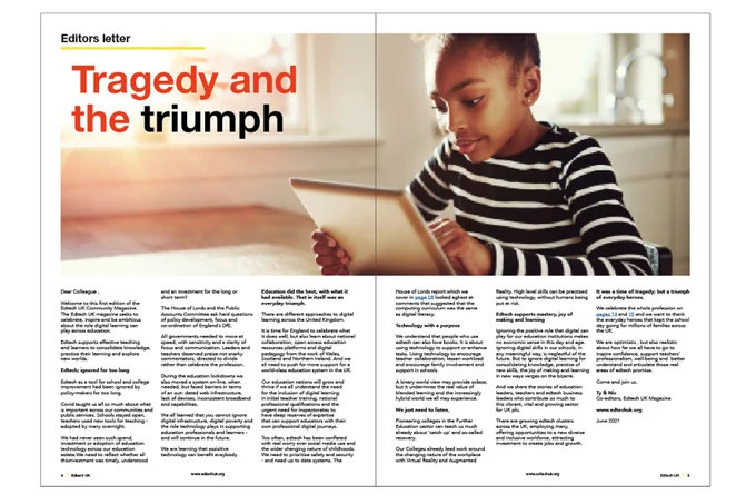 The Co-Editors letter from the new Edtech Community Magazine from Edtech UK 