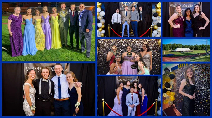 Collage of 8 photographs from Washingtonville HS senior banquet.