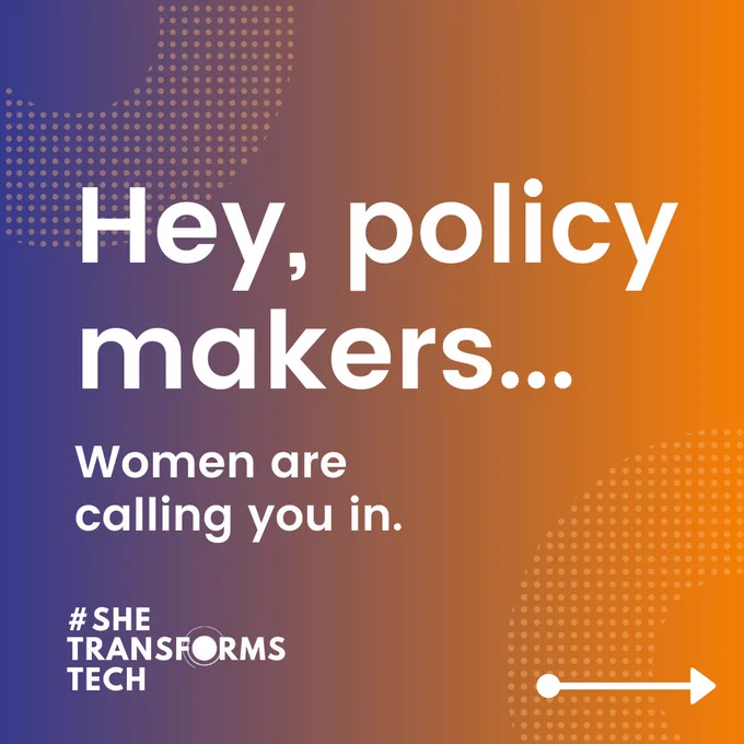  Image states, “Hey, policy makers… Women are calling you in.