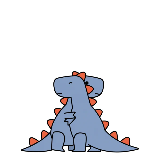 the two t-rexes hug