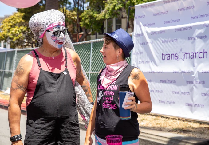 The Black and Pink booth at the Trans March