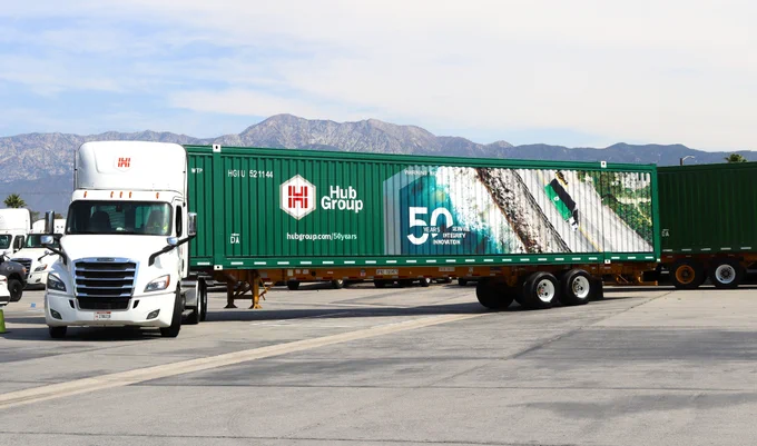 Hub Group's 50th Anniversary Commemorative Containers
