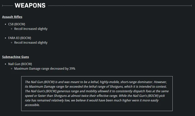 Image detailing weapon changes in the June 30th patch. Full patch notes at www.tinyurl.com/WarzoneS4