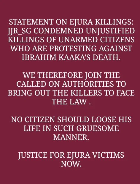 Jerry John Rawlings Study Group statement on EJURA KILLINGS.