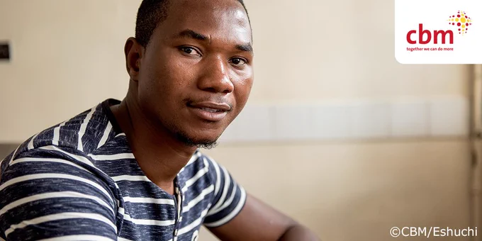 Close-up of a man called Mphatso who has received mental health support through CBM's partner in Malawi.