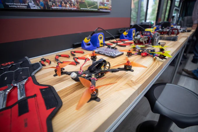Gannon's Mobile STEM Lab brought drones, activities and simulators for Mini Makers at @eriekidsmuseum summer camp to experience and fly. 