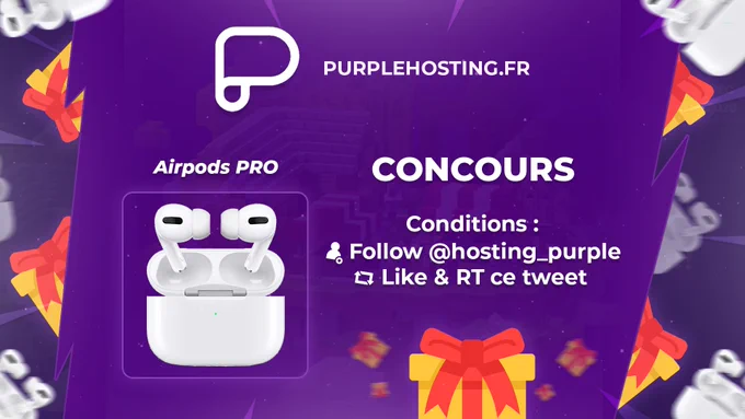 PurpleHosting.fr Airpods Giveaway Concours VPS KVM Ryzen 9 Minecraft hébergeur