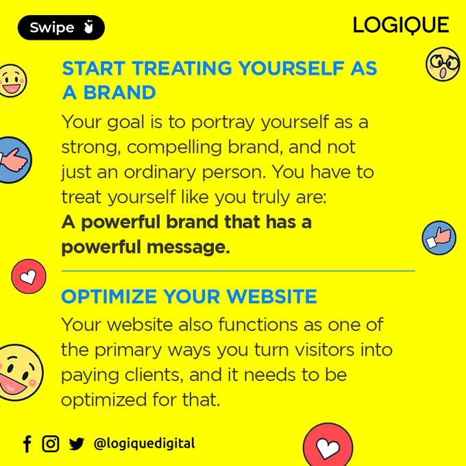 5. Start treating yourself as a brand
6. Optimize your website