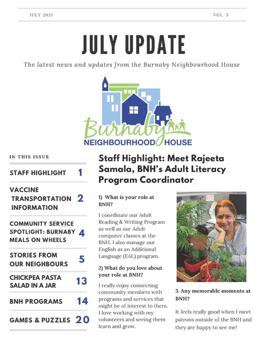 🥳 Our seniors July Newsletter has arrived!  Check out updates on Seniors Programming (both in-person and digital) this summer and more stories from Burnaby Neighbourhood.
.
.
.
#BNH #WeareNeighbours #BurnabyNH #SeniorsPrograms #SeniorsNewsletter 