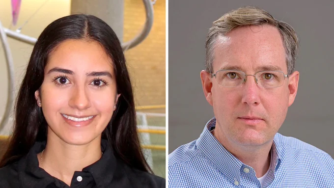 This is an image of Mizzou student Sara Ricardez Hernandez and Mizzou professor Christian Lorson.