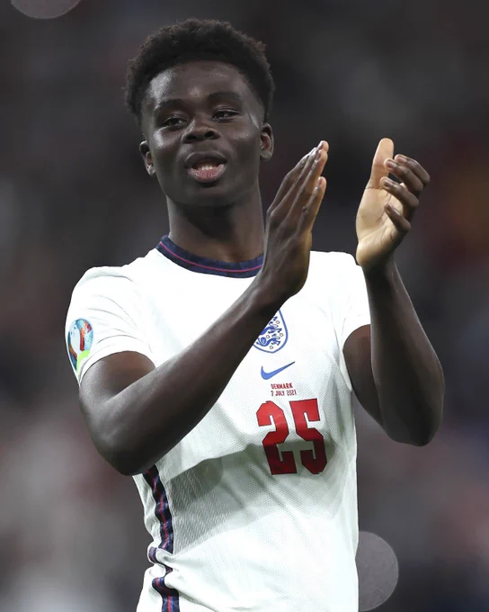 Bukayo Saka starts on the bench for England tonight