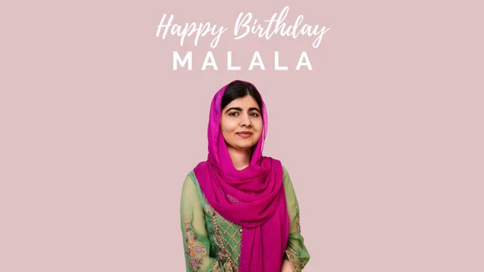 Happy birthday Malala, a picture of Malala and description of our dedication to fair trade farming and women's rights