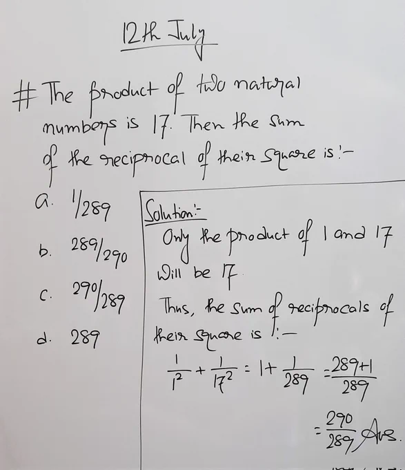 The two numbers whose product is 17, are 1 and 17