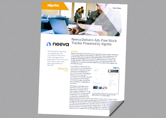 Case Study | Neeva Delivers Ad-free Stock Tracker Powered by Xignite
