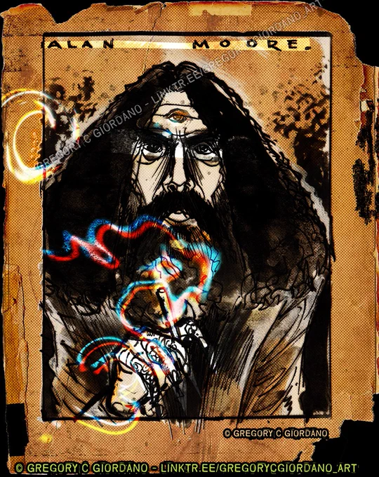 I was compelled to draw the grand magus of glycon, Alan Moore. #comicartist #art  #illustration #penandink  #digitalart #traditionalart #inkdrawing #digitalcollage #charicature #britishcomics #watchmen #fromhell #miracleman #fanart #leagueofextraordinarygentlemen 
