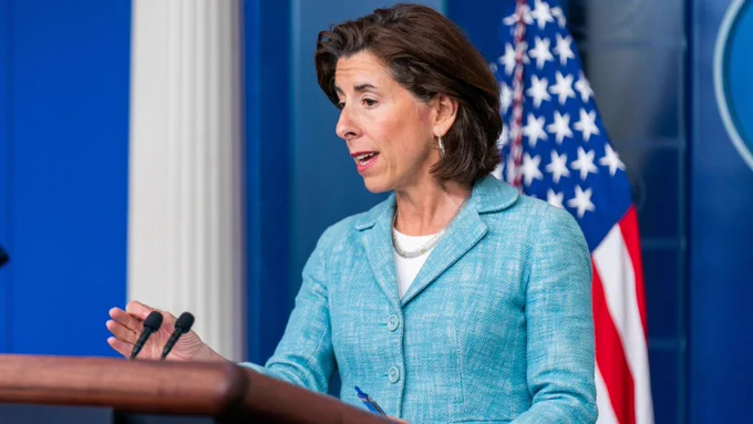 Secretary of Commerce Gina Raimondo gives remarks at the White House