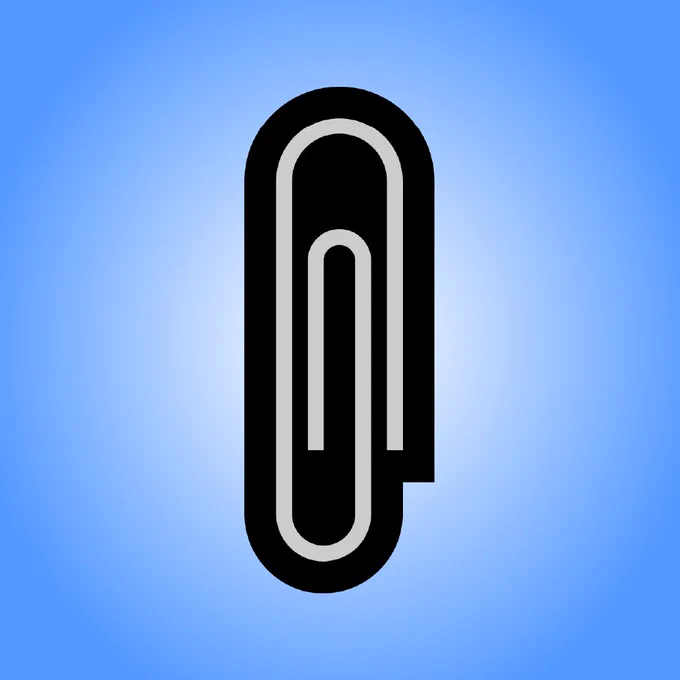 Blue background with an image of the old Microsoft paperclip emoji.