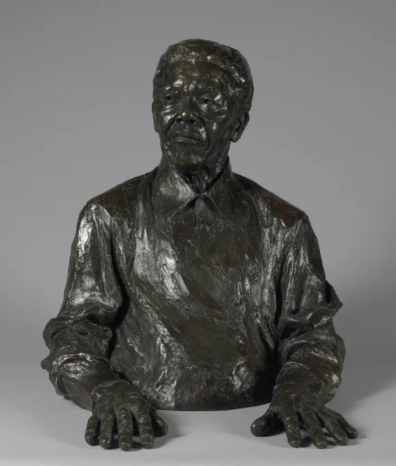 A bust of Nelson Mandela. 