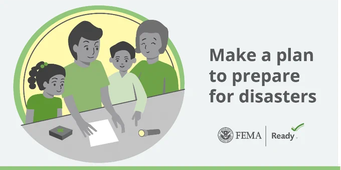 Image of a family discussing their emergency plans