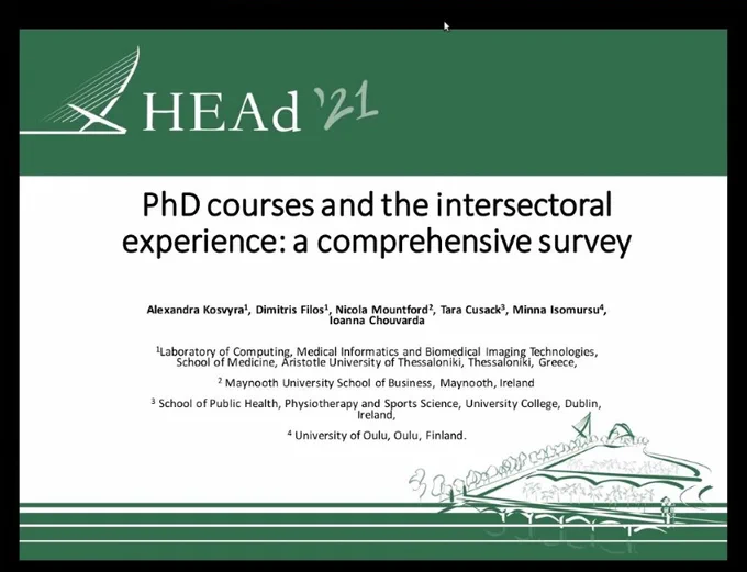 HEAd'21 conference. Presentation "PhD courses and the intersectional experience: a comprehensive survey"