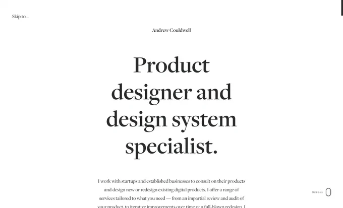 Andrew Couldwell website screenshot