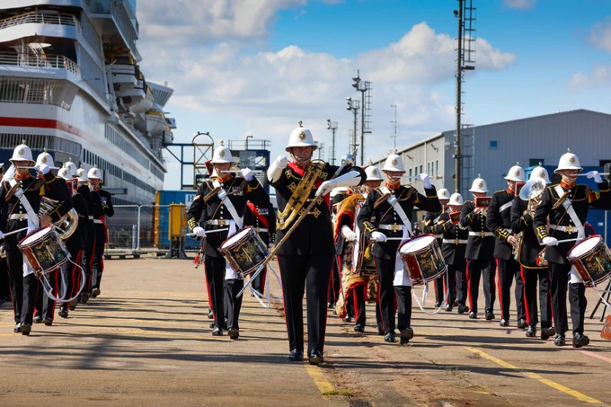 The Band of HM Royal Marines Plymouth provide music for the ceremony