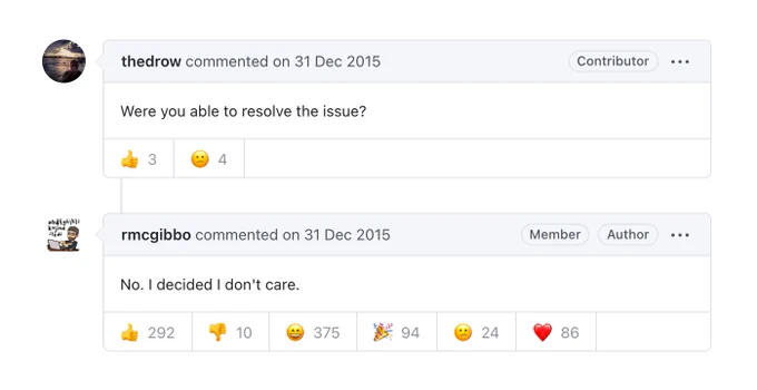 A: Were you able to resolve the issue?
B: No. I decided I don't care.