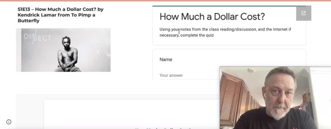 Screenshot from conference highlighting use of mirror text- How Much Does a Dollar Cost.